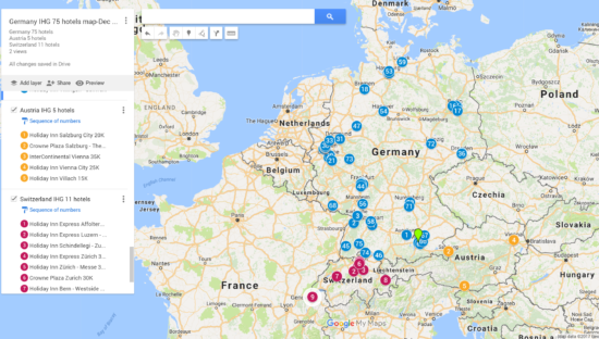 a map of europe with blue and green dots