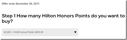 Hilton honors $200-36,000 points