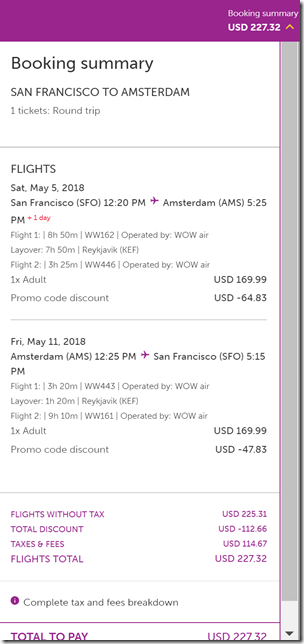 SFO-AMS $227 WOW May5-11