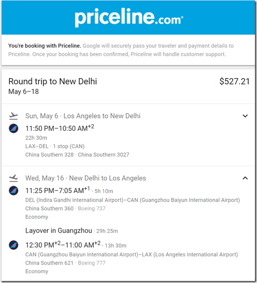 LAX-DEL $527 China Southern May6-16