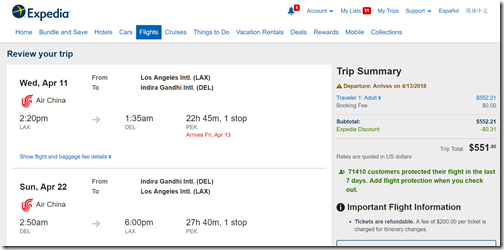 LAX-DEL $552 Air China Apr11-22