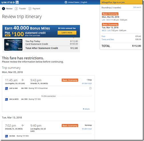 Msp to lax round clearance trip