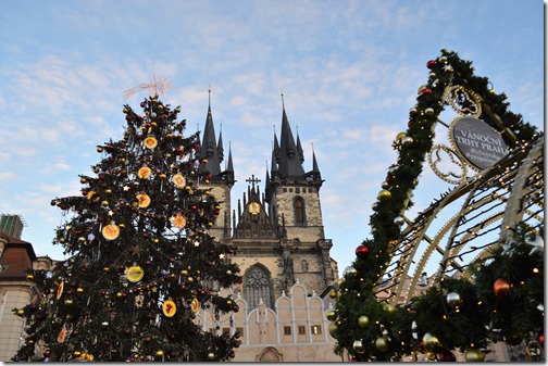 a christmas tree and a castle