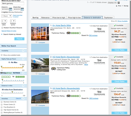 a screenshot of a hotel search engine