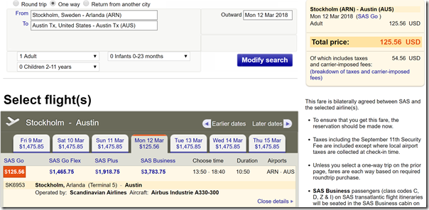 a screenshot of a flight schedule