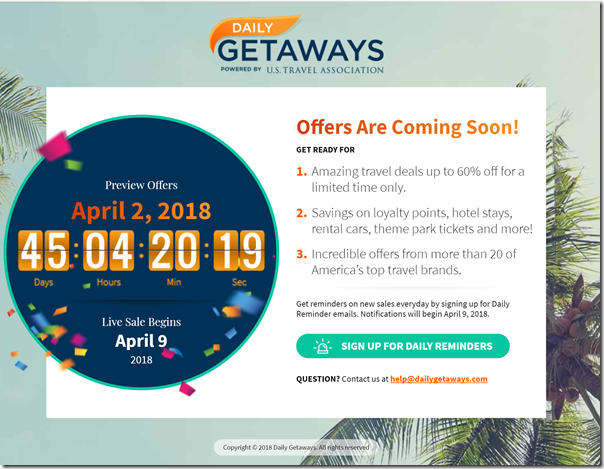 Daily Getaways 2018 preview