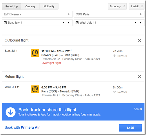 EWR-CDG $495 Primera Jul1-11