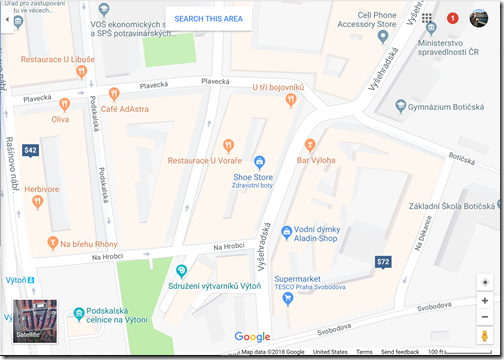 Google maps Park Inn Prague