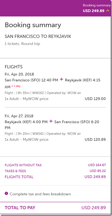 SFO-KEF $250 WOW Apr20-27