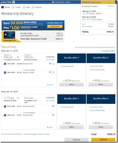 LAX-BCN $500 UA Apr11-18