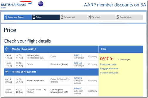 LAX-FCO $507 BA-AARP Aug13-28