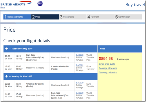 a screenshot of a flight information