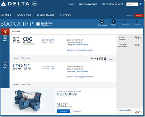 SJC-CDG $896.61 DL