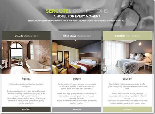 a website with different images of a hotel