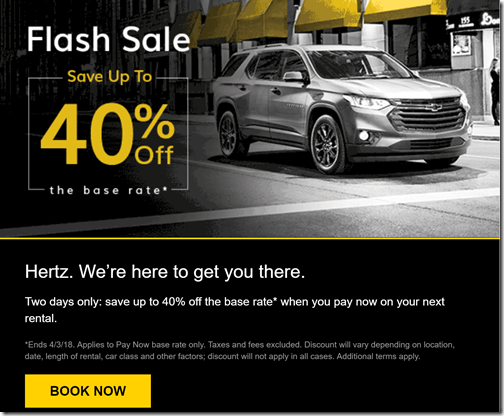 Hertz rental car flash sale
