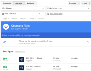 a screenshot of a flight schedule