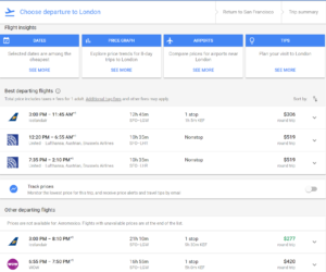 a screenshot of a flight schedule