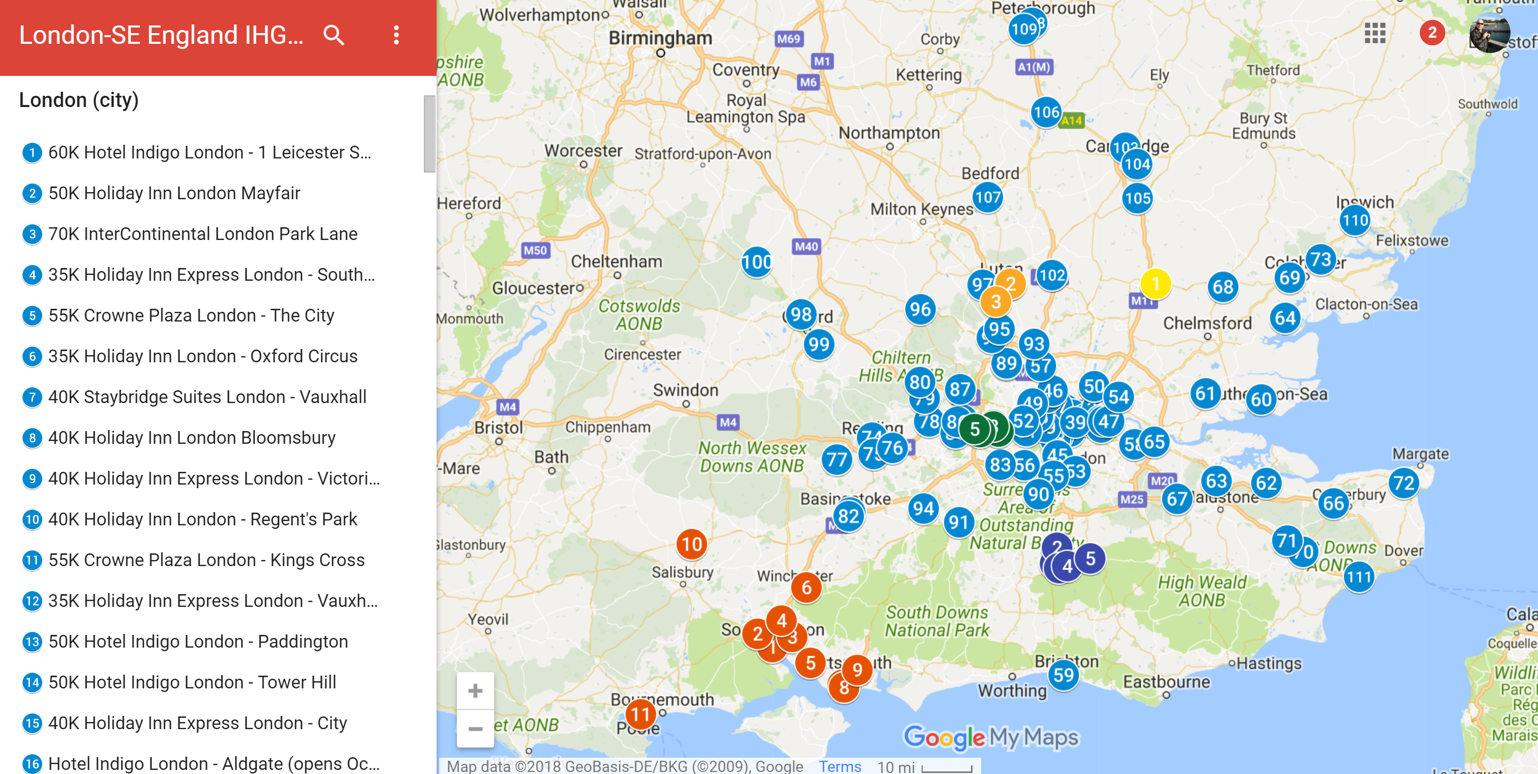 holiday inn uk map London Map Ihg Reward Rates At 135 London And Southeast England holiday inn uk map