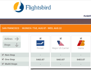 a screenshot of a flight schedule