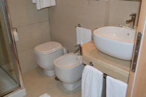 a bathroom with a sink and toilet