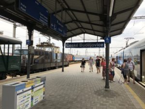 people at a train station