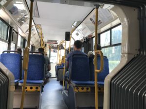 a group of people on a bus