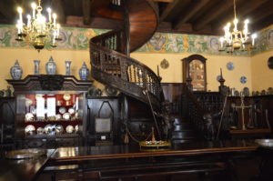 a spiral staircase inside a house