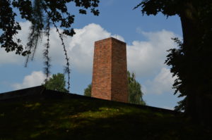 a brick chimney on a hill