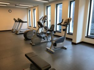 a room with exercise bikes