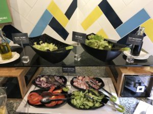 a buffet with different salads