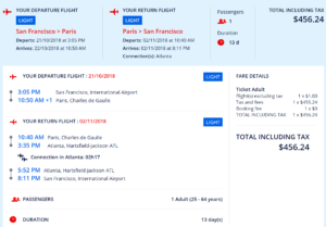 a screenshot of a flight schedule