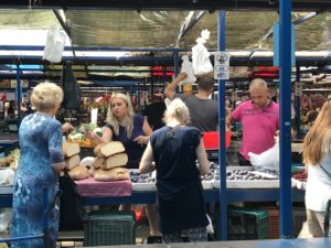 people at a market