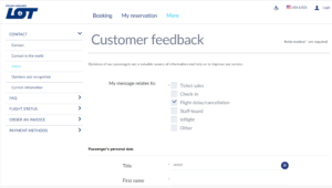 a screenshot of a customer feedback form