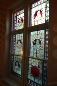 a close-up of a stained glass window