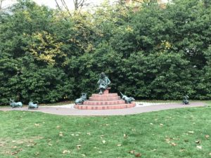 a statue in a park