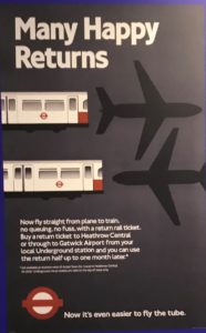 a poster with a train and planes