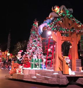 a large christmas display in a parade