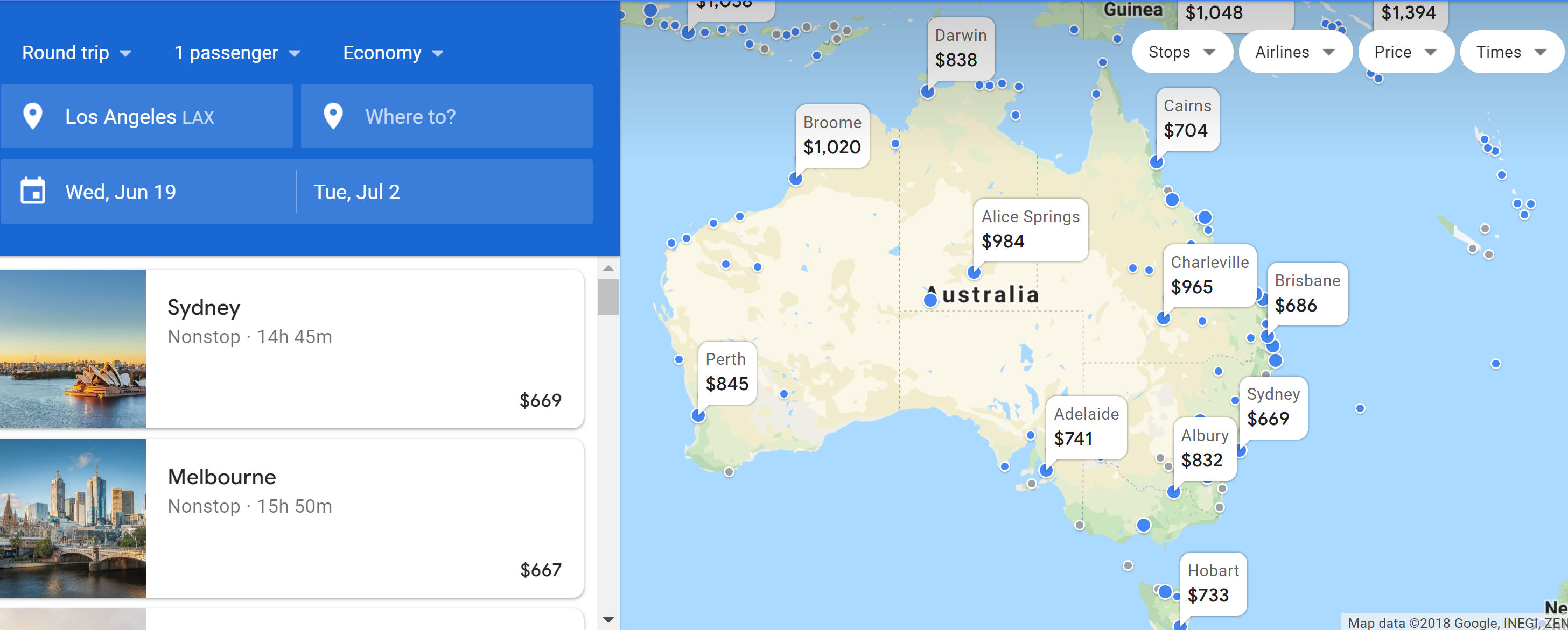 a map of australia with price tags
