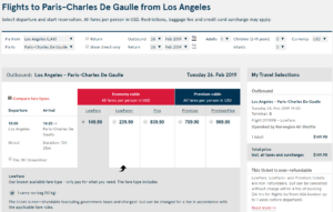 a screenshot of a flight schedule