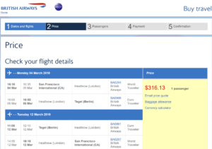 a screenshot of a flight schedule