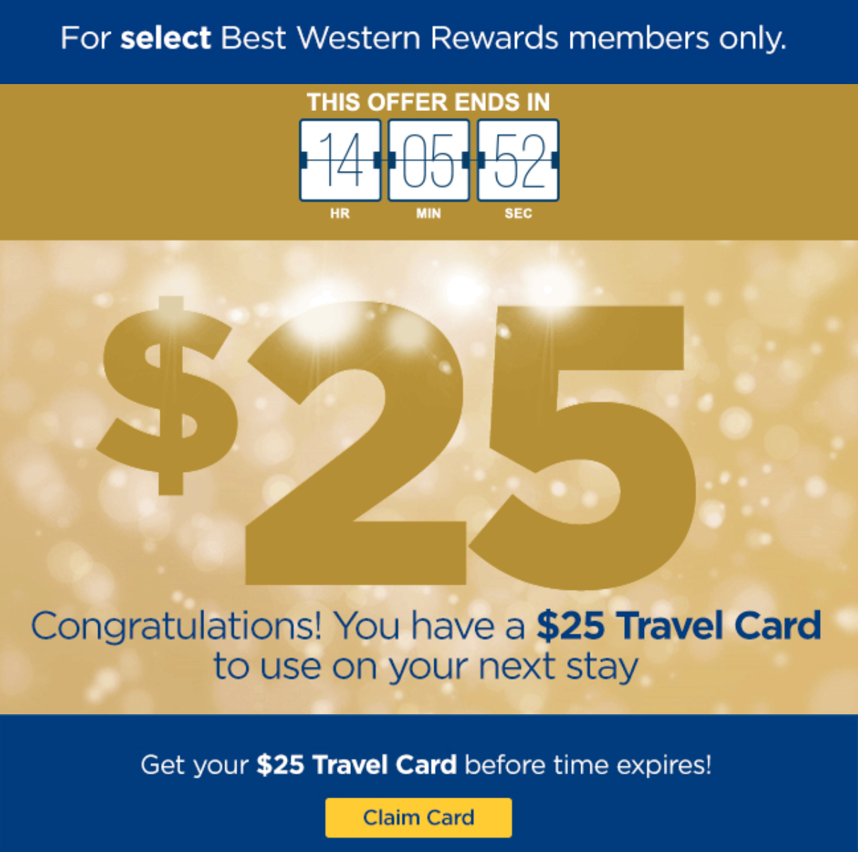 Best Western free $25 travel card registration deadline today (targeted ...