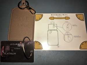 a key chain and a card