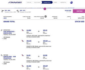 a screenshot of a flight schedule