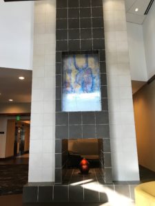 a fireplace in a building