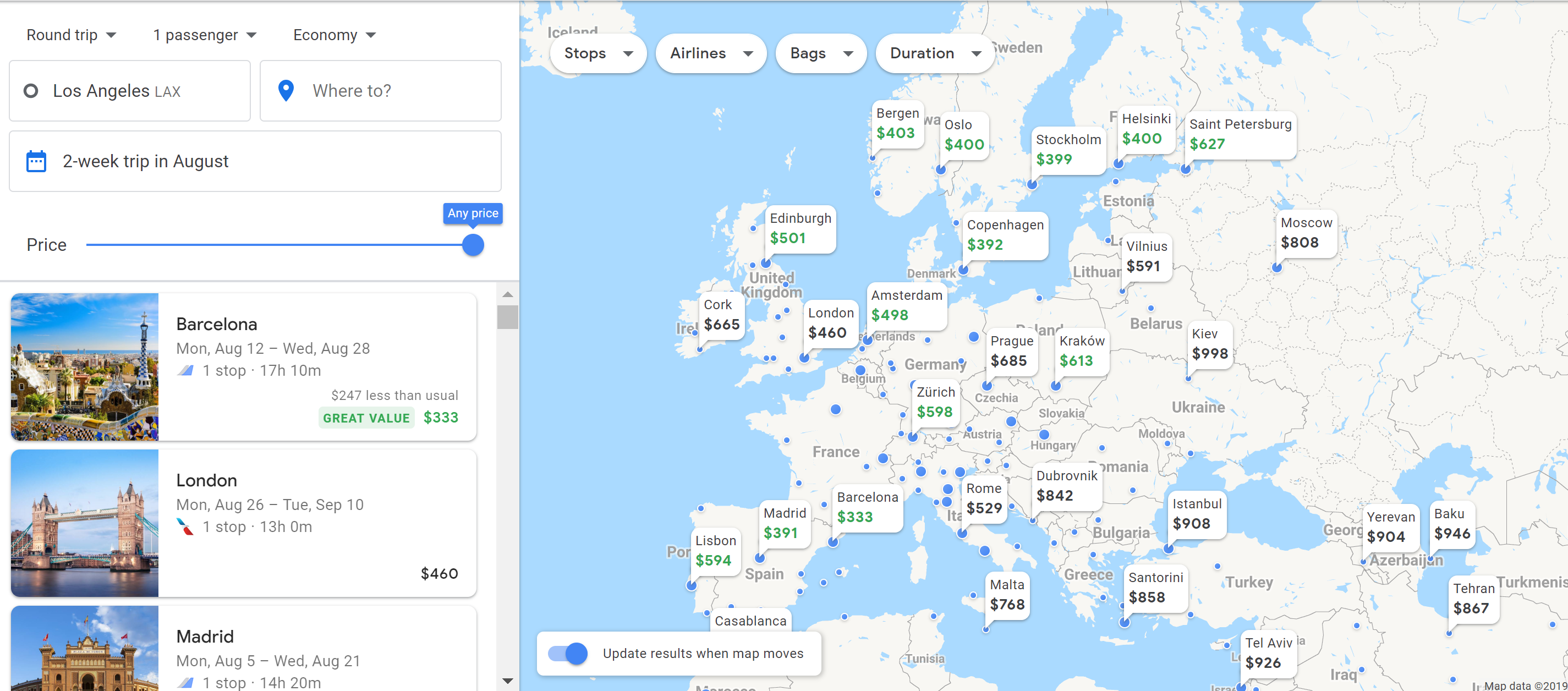 SFO and LAX to Europe summer airfare deals for August