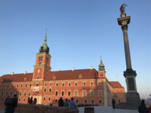 Royal Castle, Warsaw with a statue in the background