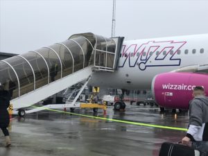 a plane with a glass door