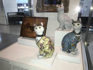 a group of cats on display