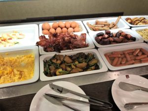 a trays of food on a table