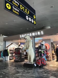 a polar bear statue in a store